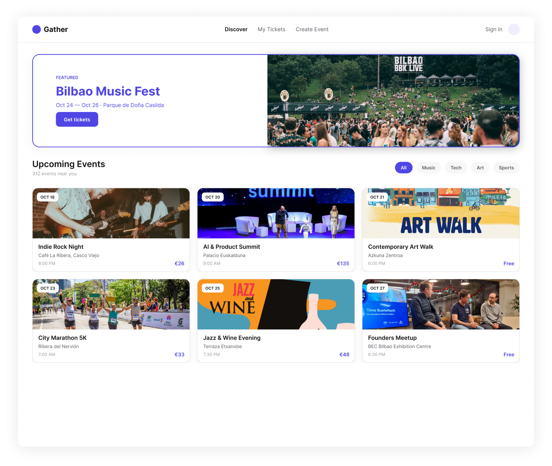 Event listing