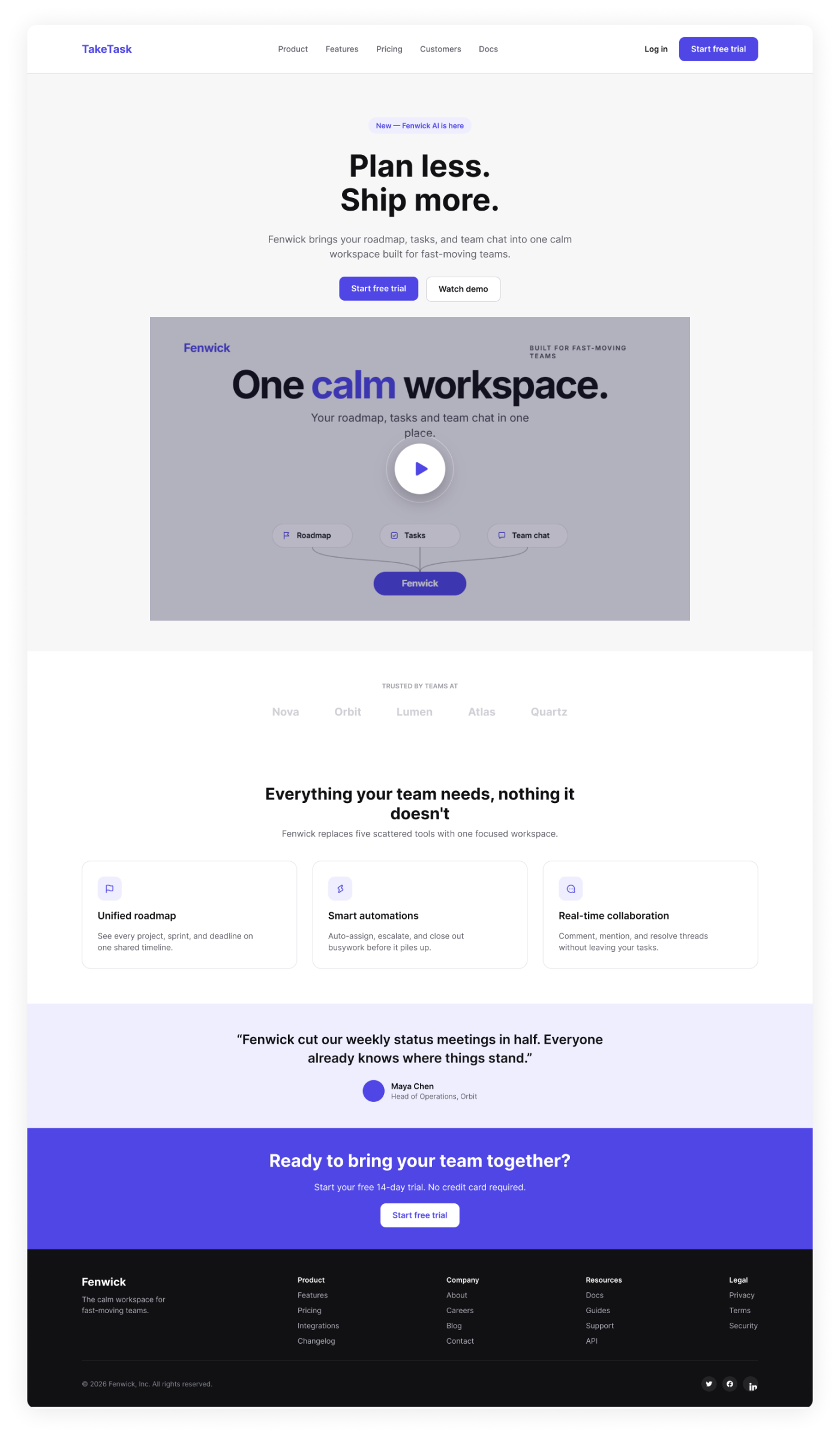 SaaS landing page