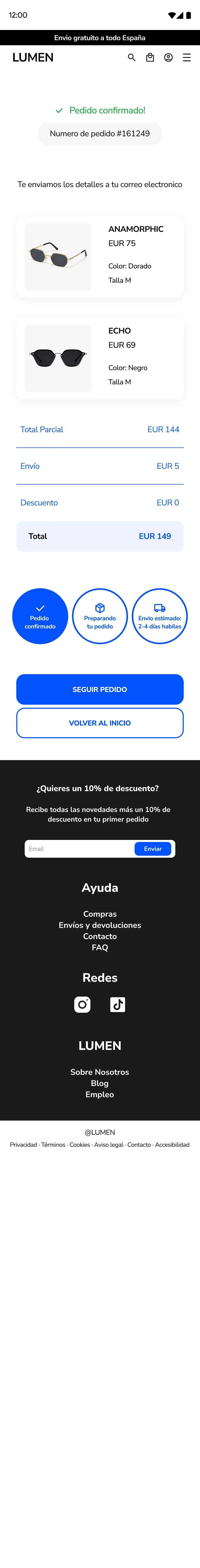 Mobile order confirmed