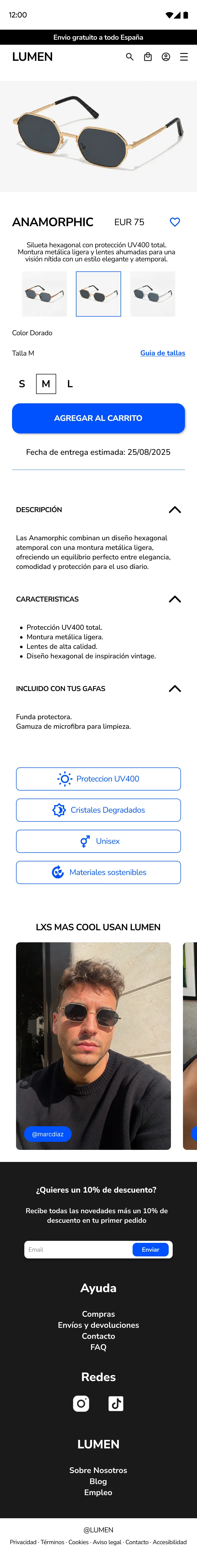 Mobile product page