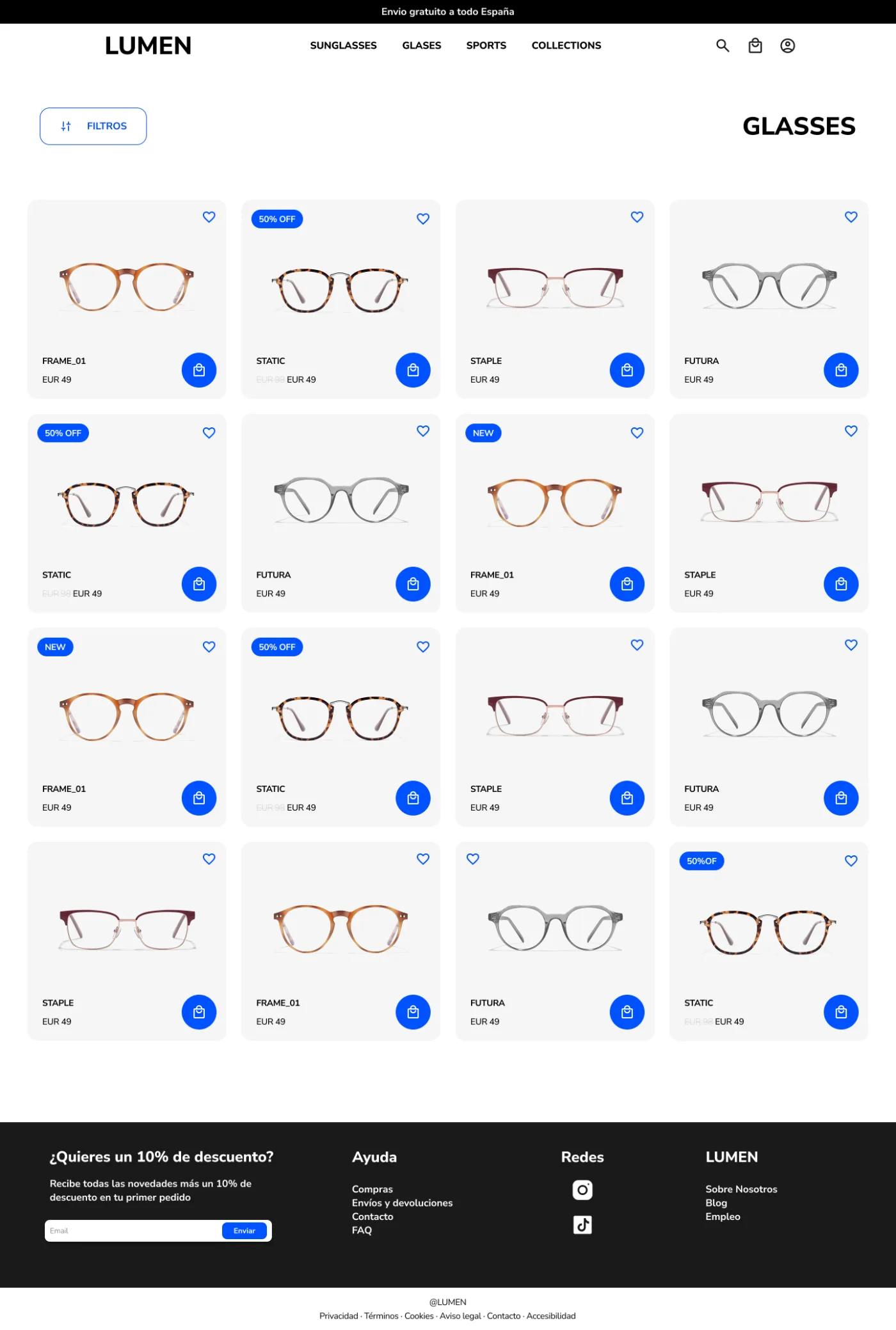 Glasses catalogue